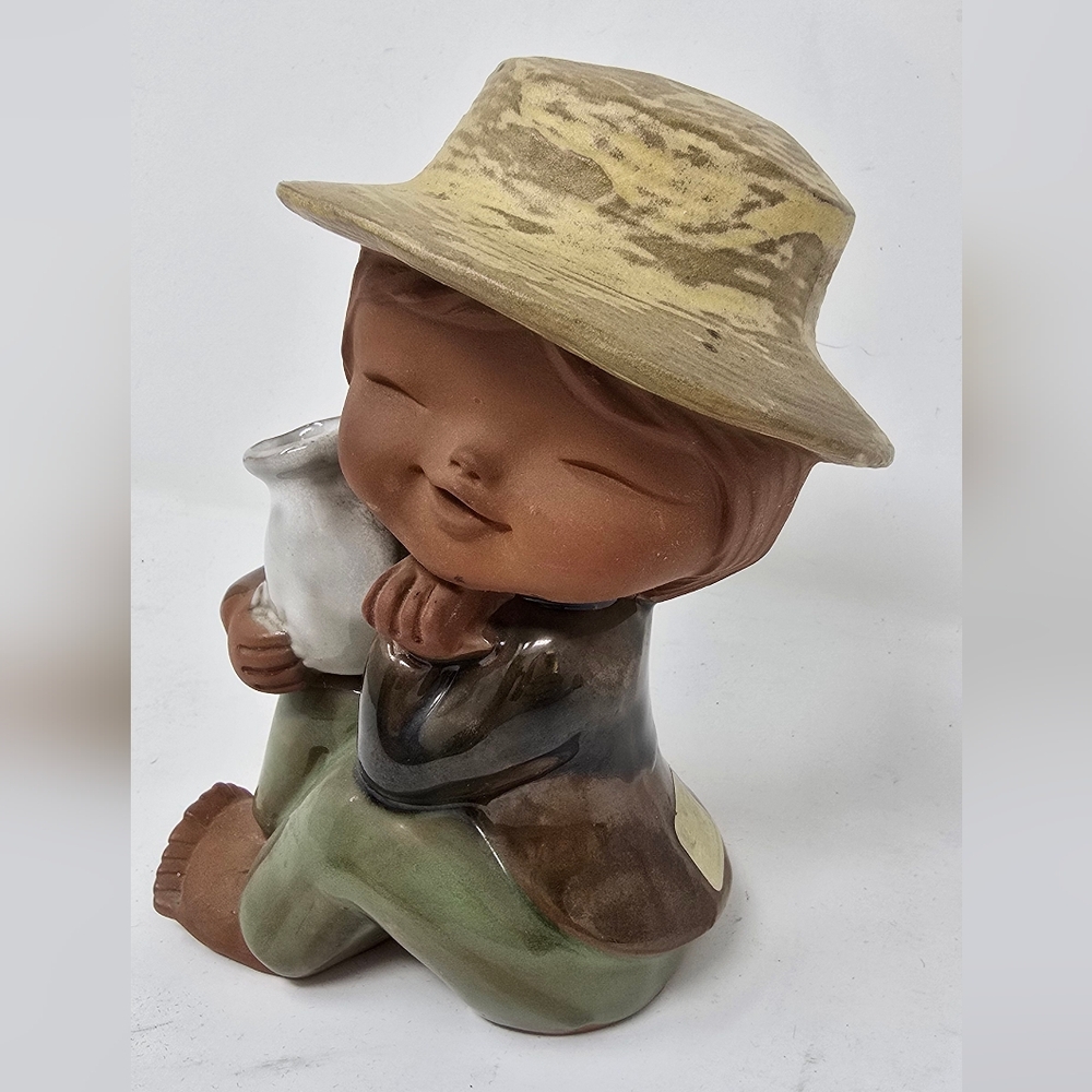 Vtg 1960s UCTCI Japan redware stoneware art pottery figurine falk art‎ - Picture 3 of 9